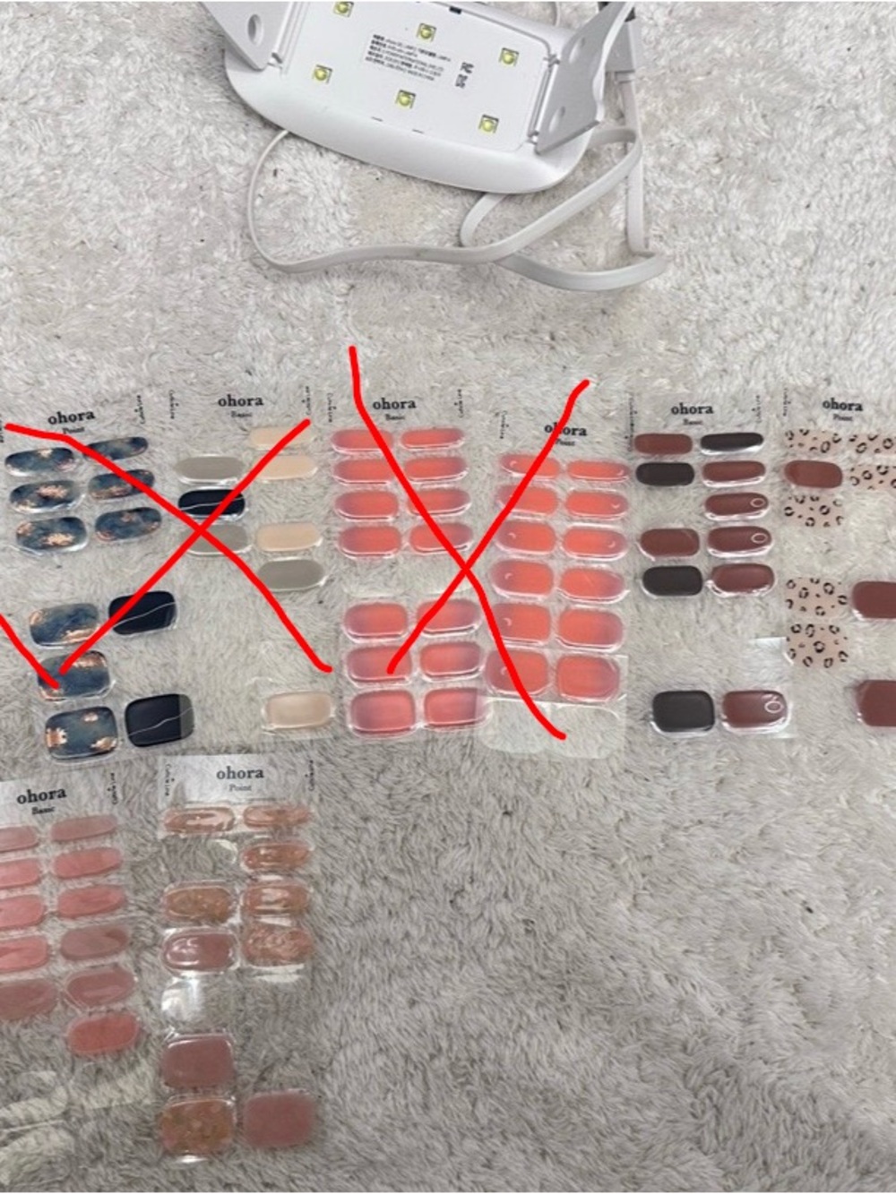 3 sets of Ohora nails and gel lamp
